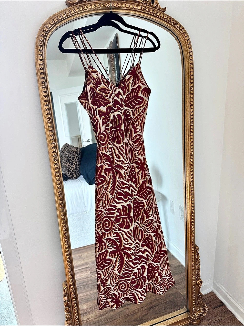 Abstract Print Maxi Dress in Red & Cream Like New